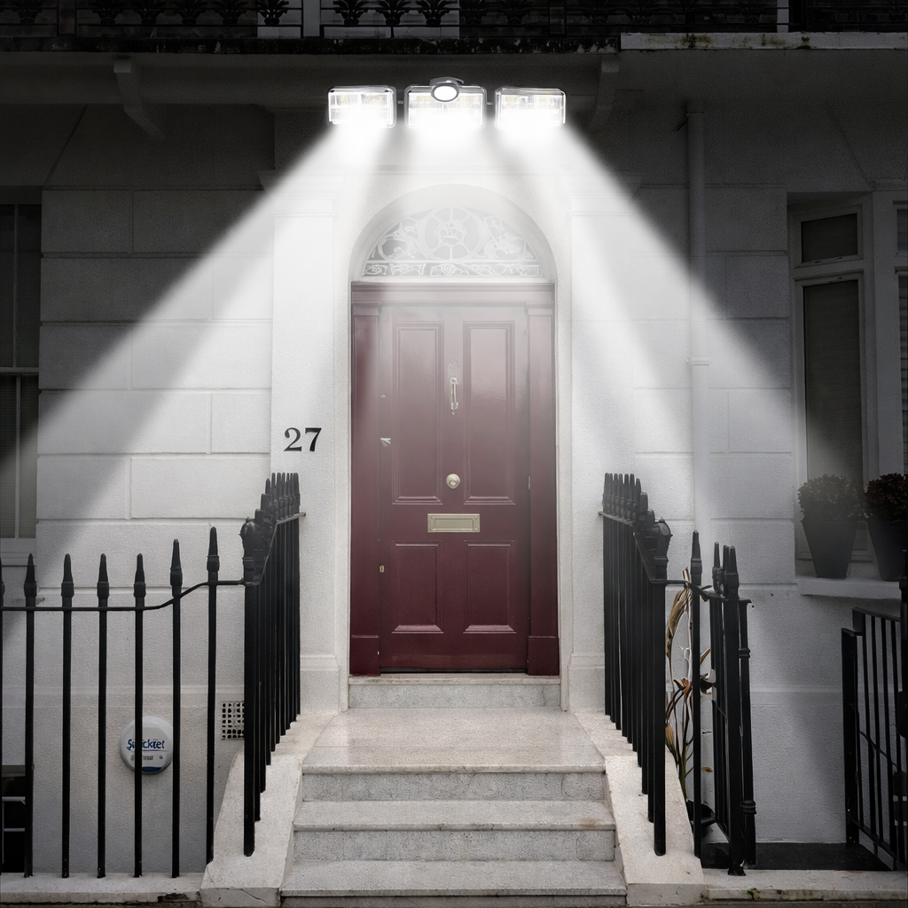 Solar Sensor Light 122 LED 3Head Outdoor Spotlight with 3 Modes