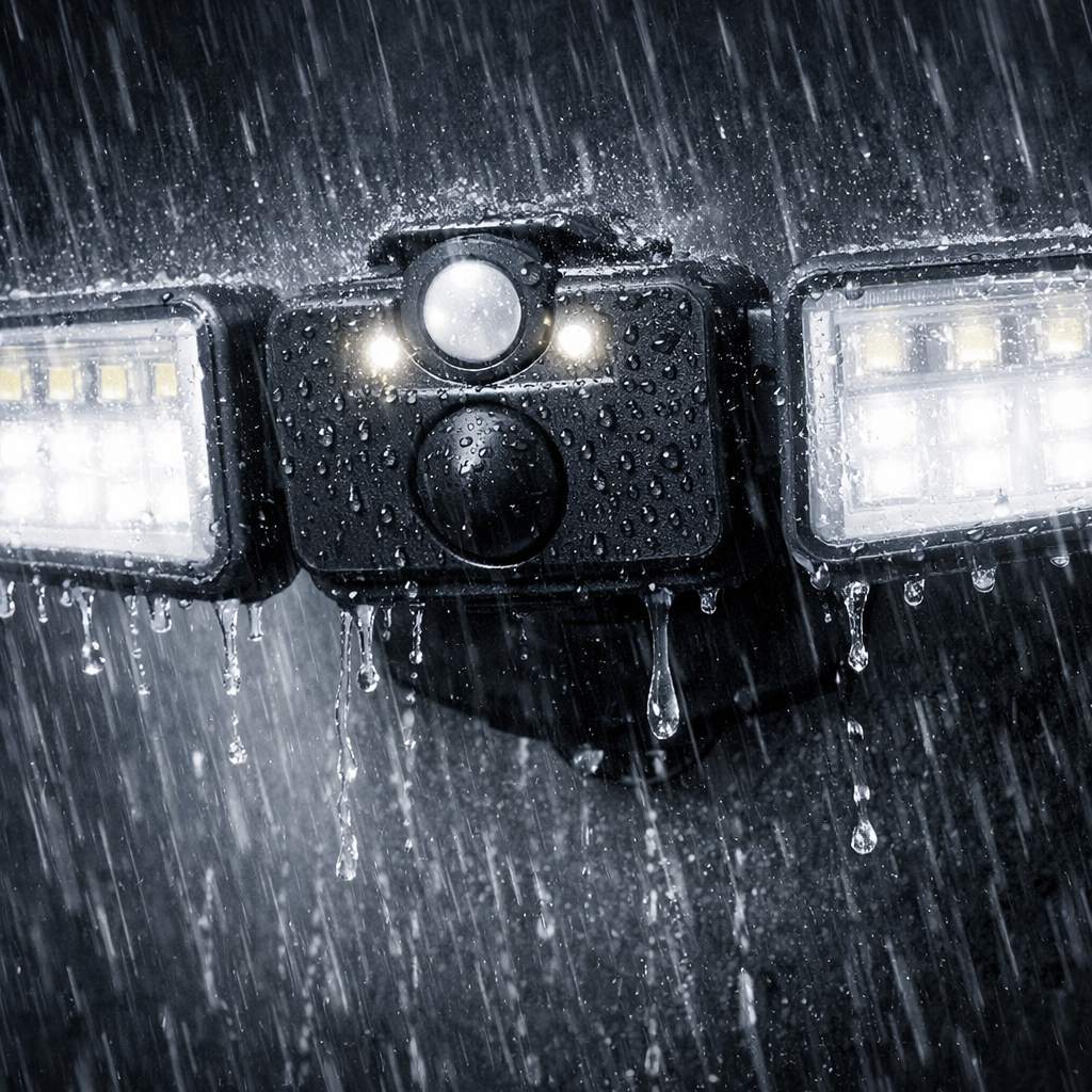 Solar Sensor Light 122 LED 3Head Outdoor Spotlight with 3 Modes