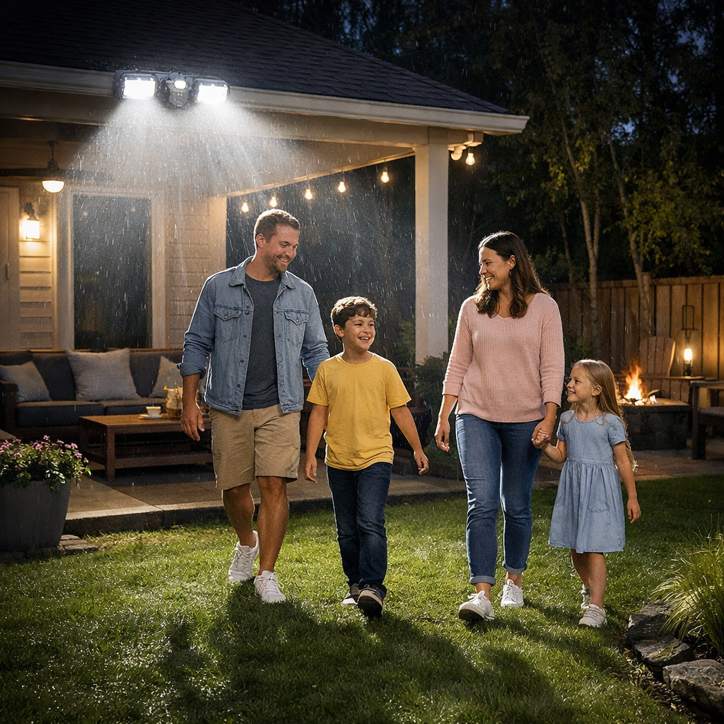 Solar Sensor Light 122 LED 3Head Outdoor Spotlight with 3 Modes